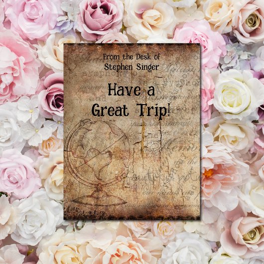 Distressed Steampunk Globe Travel Journal Paper カード