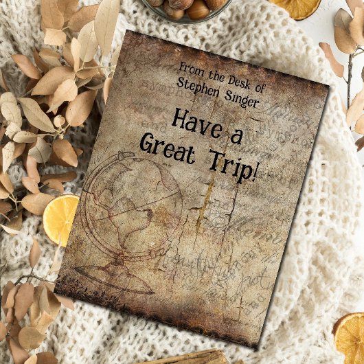 Distressed Steampunk Globe Travel Journal Paper カード