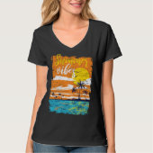 Distressed Summer Vibes Retro Sunset Beach Palm Tr Tシャツ (正面)
