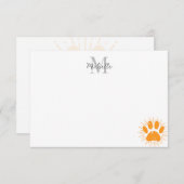 Distressed Sunbeam Dog Paw Personalized Monogram ノートカード (正面/裏面)