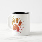 Distressed Sunbeam Dog Paw Print Two-Tone Coffee M ツートーンマグカップ (正面左)