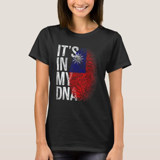 Distressed Taiwanese Flag It's In My DNA Fingerpri Tシャツ (正面)