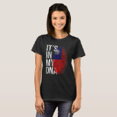 Distressed Taiwanese Flag It's In My DNA Fingerpri Tシャツ (正面フル)