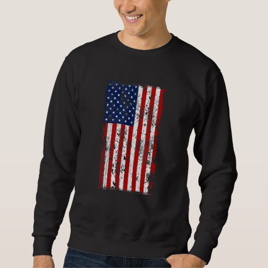 Distressed US American Flag スウェットシャツ (正面)