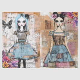 Distressed Vintage Floral Dress Ephemera  薄葉紙