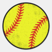 Distressed Vintage Softball Graphic Design ラウンドシール (正面)