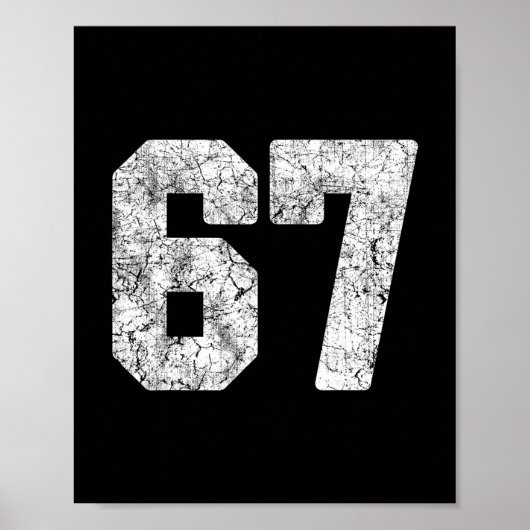 Distressed White Number 67 Jersey Player Uniform # ポスター (正面)