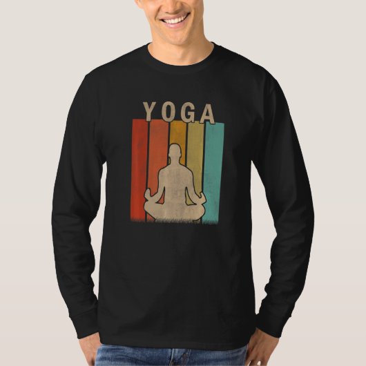 Distressed Yoga  Men Women Cute Yoga Retro Tシャツ (正面)