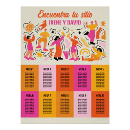 Distribución de Asientos Boda Nostalgia Fiesta ポスター