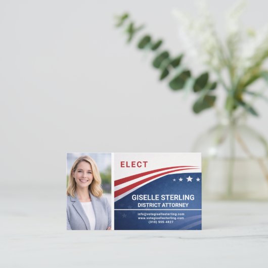 District Attorney Voter Election Photo QR Code 名刺 (スタンド正面)