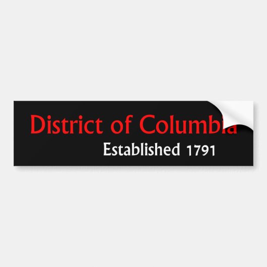 District of Columbiaがバンパーステッカーを設立 バンパーステッカー (正面)