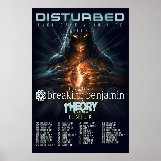 Disturbed Take Back Your Life Tour 再現 ポスター (正面)