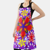 Ditsyかわいいフローラシームレスなパターンで白、赤a エプロン (インサイチュ)