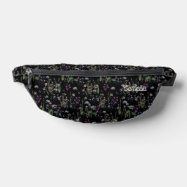 Ditsyかわいらし Floralパターン黒バイオレット名 ファニーパック