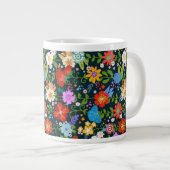 Ditsyシームレスフラワーパターン ジャンボコーヒーマグカップ (正面右)