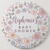 Ditsyパーソナライズされたフローラベビーシャワー6"バッジ 缶バッジ (正面)