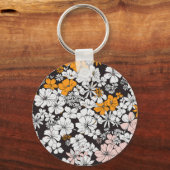 Ditsyフローラカラフル：暗い背景。 キーホルダー (裏面)