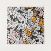 Ditsyフローラカラフル：暗い背景。 タペストリー (正面(横))