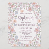 Ditsyフローラベビーシャワー招待状。 招待状 (正面/裏面)
