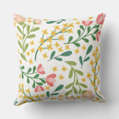 Ditsyフローラルパターン – イエローピンクグリーン春 クッション (裏面)