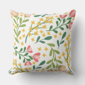 Ditsyフローラルパターン – イエローピンクグリーン春 クッション (正面)