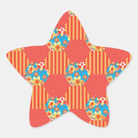 Ditsyフローラ、ストライプ水玉模様、パッチワーク 星シール (正面)