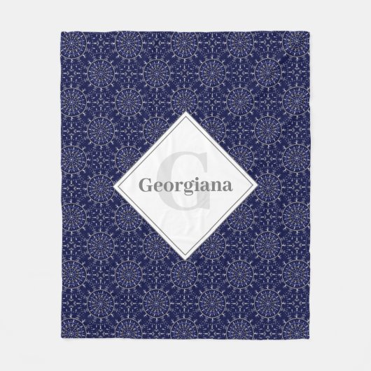 Ditsy冬パーソナライズされたの雪の天使の雪だるまタイル フリースブランケット (正面)