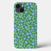 Ditsy明るい青のペリウィンクルオングリーンフローラ Case-Mate iPhoneケース (裏面)