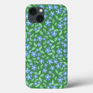 Ditsy明るい青のペリウィンクルオングリーンフローラ iPhone 13ケース