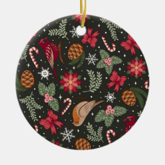 Ditsy自然クリスマス セラミックオーナメント