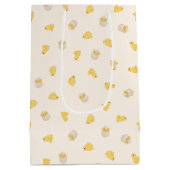 Ditsy Chicks (Old Lace) – かわいい鳥のパターン ミディアムペーパーバッグ (裏面)