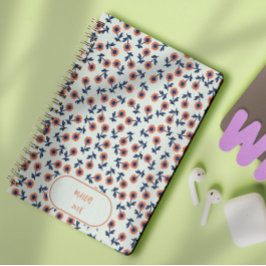 Ditsy Coral Daisies – Mini Floral Seamless Pattern ノートブック