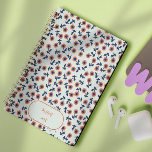 Ditsy Coral Daisies – Mini Floral Seamless Pattern ノートブック