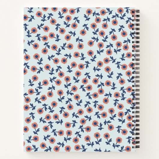Ditsy Coral Daisies – Mini Floral Seamless Pattern ノートブック (裏面)