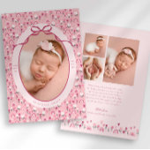 Ditsy Doodle Floral Bow Photo Birth Announcement 案内状