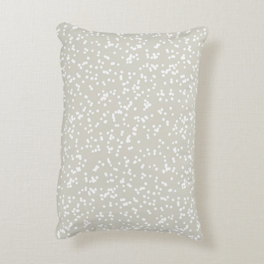 Ditsy Dots Pattern - White on Beige/Greige アクセントクッション (裏面(縦))
