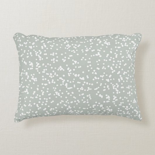 Ditsy Dots Pattern - White on Gray Green アクセントクッション (正面)