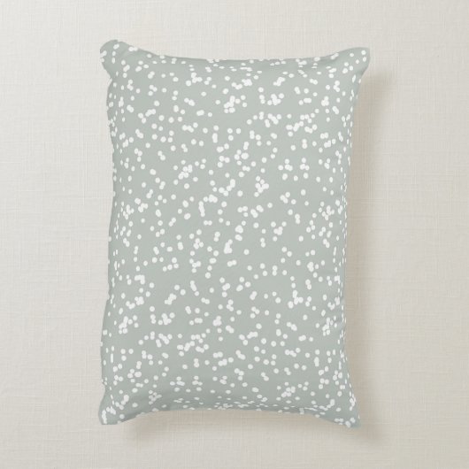 Ditsy Dots Pattern - White on Gray Green アクセントクッション (裏面(縦))
