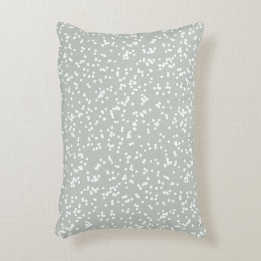 Ditsy Dots Pattern - White on Gray Green アクセントクッション (正面(垂直))