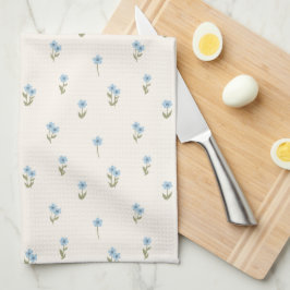 Ditsy Floral Cottagecore Boho Wildflower Blue キッチンタオル