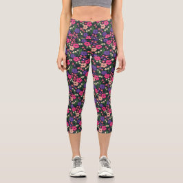 Ditsy Floral High Waisted Yoga Running Pilates カプリレギンス