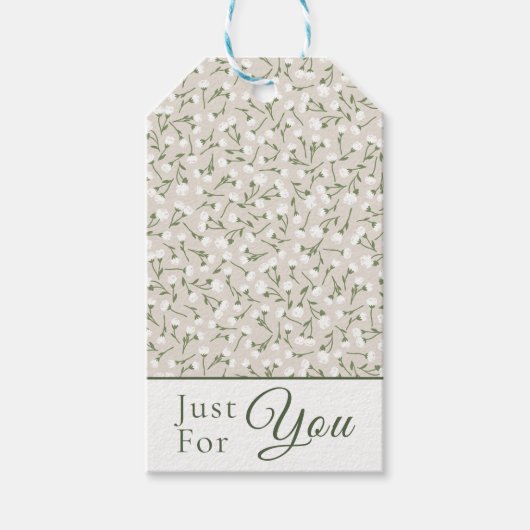 Ditsy Floral "Just For You" - Oatmeal Linen ギフトタグ (正面)
