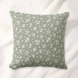 Ditsy Floral Muted Neutral Cottagecore Sage Green クッション