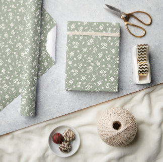 Ditsy Floral Muted Neutral Cottagecore Sage Green ラッピングペーパー