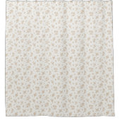 Ditsy Floral Muted Neutral Soft Pale Cream Beige シャワーカーテン (正面)