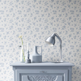 Ditsy Floral Pattern Coastal Cottage Blue White 壁紙