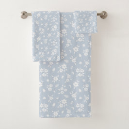 Ditsy Floral Pattern Coastal Cottagecore Pale Blue バスタオルセット