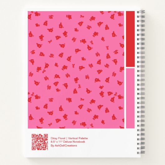 Ditsy Floral Vertical Palette Notebook ノートブック (裏面)