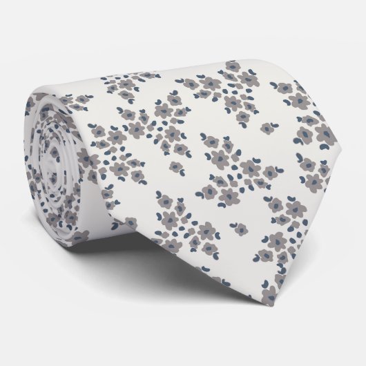 Ditsy Florals in Grey ネクタイ (ロール)