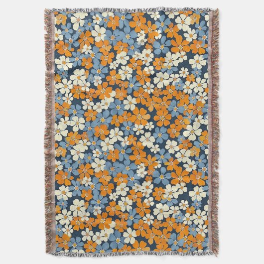 Ditsy Flowers Pattern  スローブランケット (正面縦)